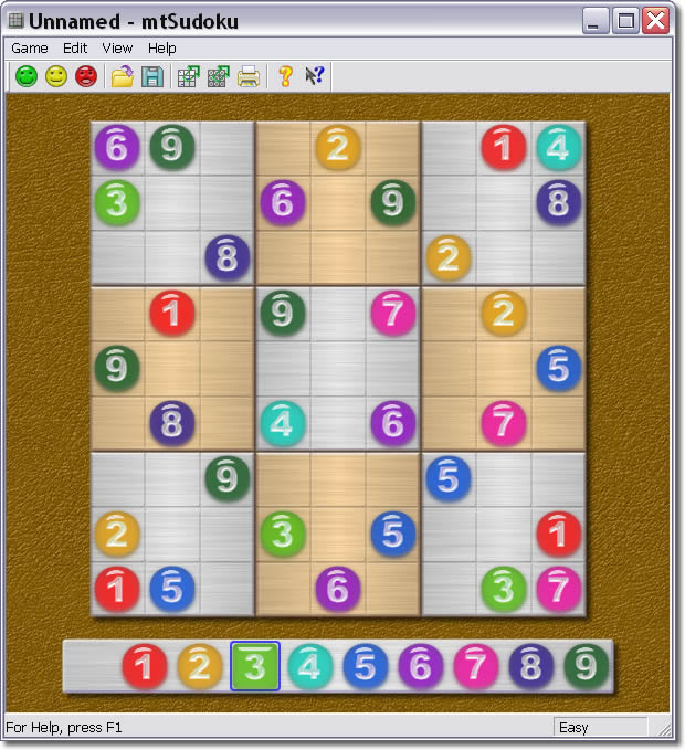 9x9 symmetrical Sudoku game with glass pieces on a metal board